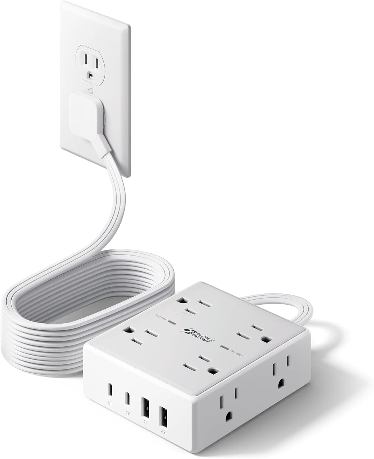 SUPERDANNY Power Strip, 8 outlets, 1050 J