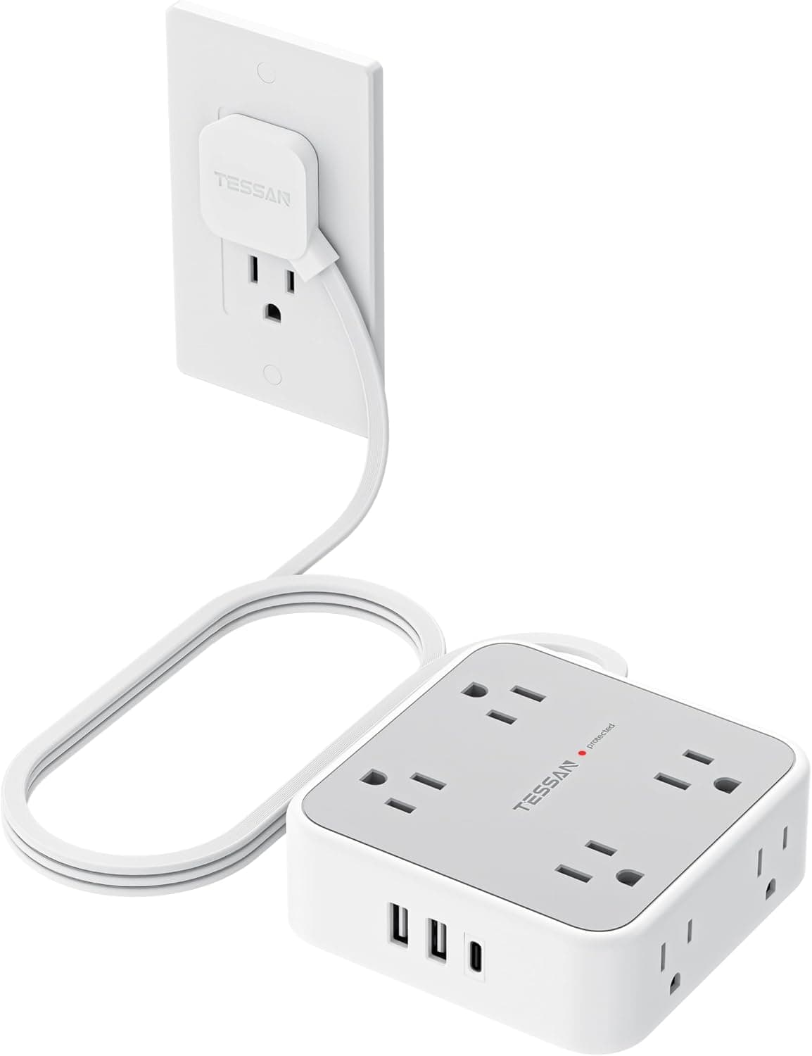 TESSAN Power Strip, 8 outlets, 900 J