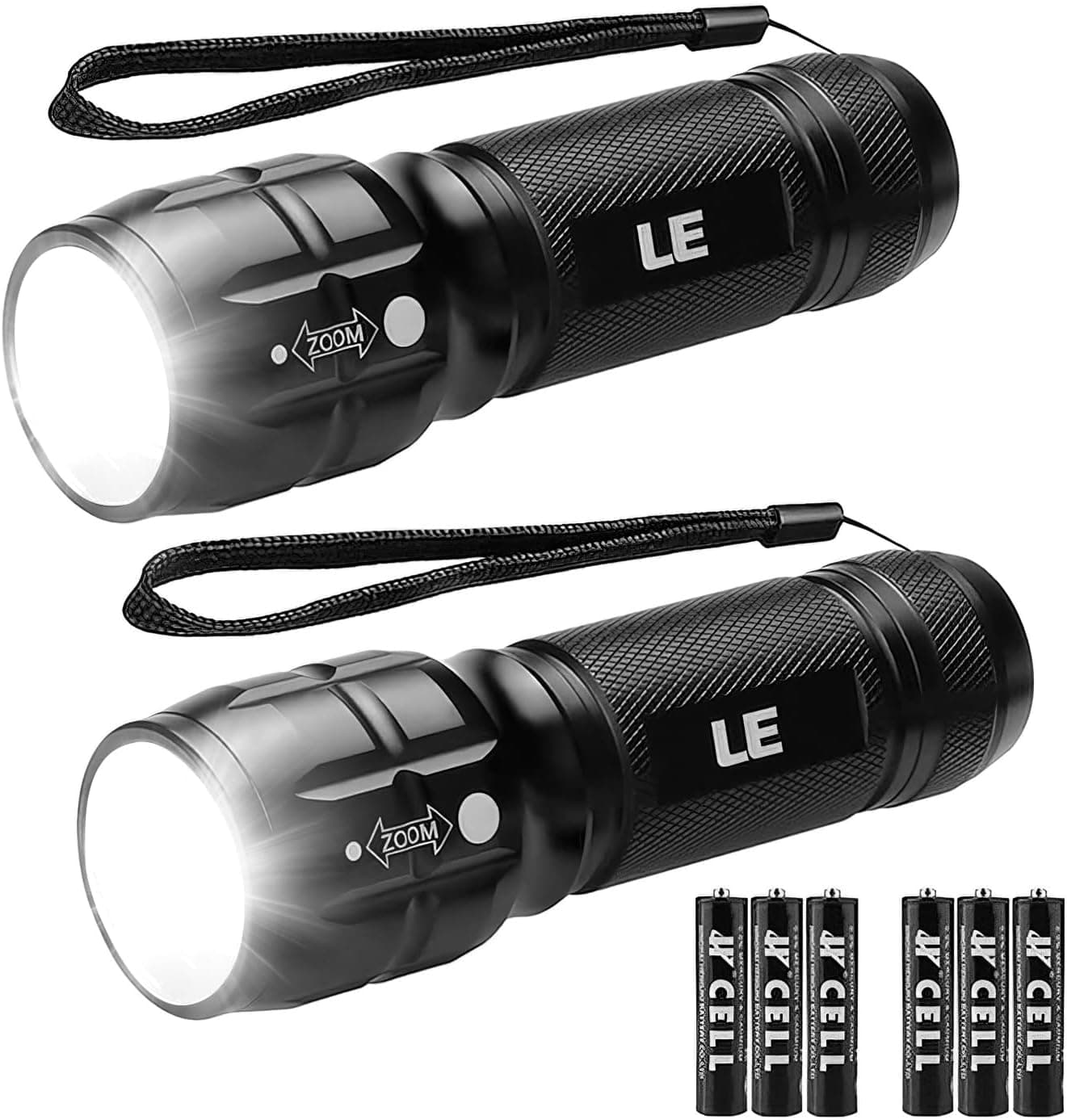 Lepro Adjustable Focus LED Flashlight, 2-pack
